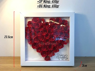 Tranh 3D treo tường tim hoa hồng đỏ V23.5cm TRANHGO-12